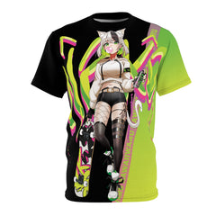 Tori - Original - Neko skater anime girl Unisex AOP Cut & Sew T-shirt