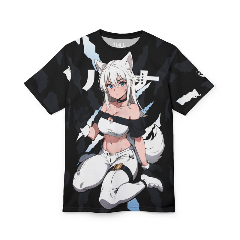 Luna - Wolf anime girl - werewolf Unisex AOP Cut & Sew Tee