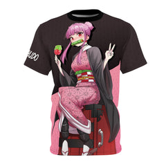 Budo cosplaying as Nezuko - cute anime girl Unisex AOP Cut & Sew T-shirt