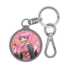 Budo cosplaying as Nezuko - cute anime girl Keychain + Keyring Tag