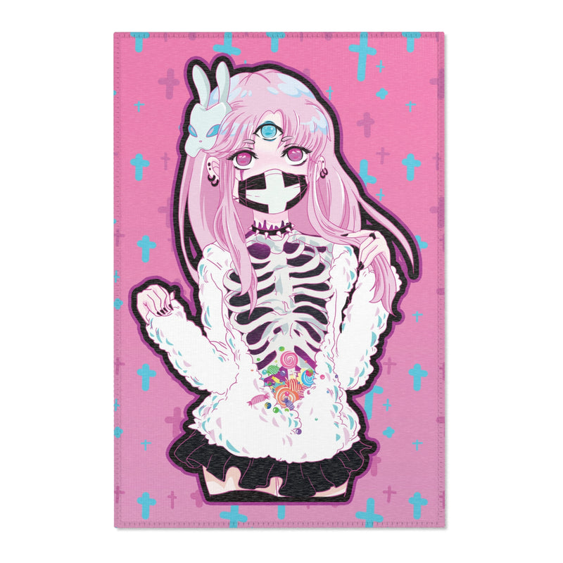 Pink Maaya XP - Creepy kawaii anime girl Area Rug