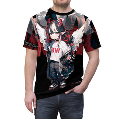 Kira - Demon Angel Elf Cyberpunk cute anime girl Unisex AOP Cut & Sew Tee