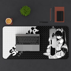 Shizuka - Demon kawaii anime nurse B&W 16"x32" Mouse Pad Desk Mat