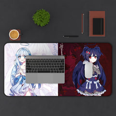 Saidah and Laylah Dark and Light Angels Anime Girls 32"x16" XL Mouse Pad / Desk Mat