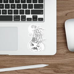 Yuuki B&W Kawaii Witch Cute Anime Die-Cut Sticker