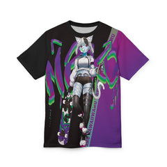 Tori - Lethal purple - Neko skater anime girl Unisex AOP Cut & Sew T-shirt