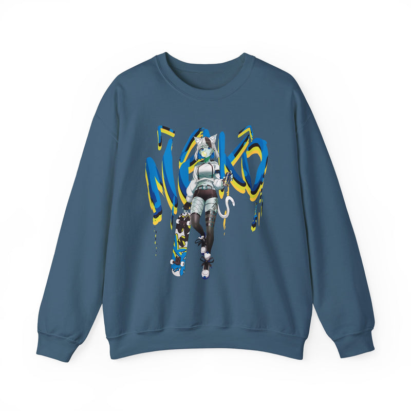 Tori - Icy blue raspberry - Neko skater anime girl Unisex Sweatshirt