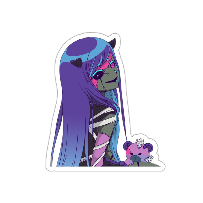 Chiroko Kawaii Creepy Cute Demon Anime Girl 1/2 Die-Cut Sticker