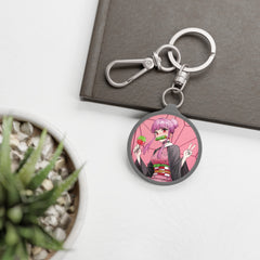 Budo cosplaying as Nezuko - cute anime girl Keychain + Keyring Tag