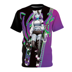 Tori - Lethal purple - Neko skater anime girl Unisex AOP Cut & Sew T-shirt