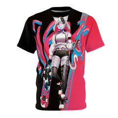 Tori - Trippy watermelon - Neko skater anime girl Unisex AOP Cut & Sew T-shirt