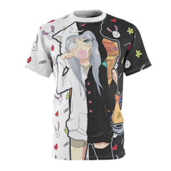 Aahra Cute lazy anime girl Unisex AOP Cut & Sew T-shirt - kawaiiwaru