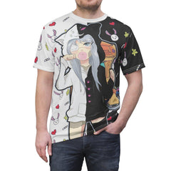 Aahra Cute lazy anime girl Unisex AOP Cut & Sew T-shirt - kawaiiwaru