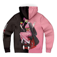 Budo Cosplaying As Nezuko Cute Aime Girl Sherpa Jacket Hoodie - kawaiiwaru