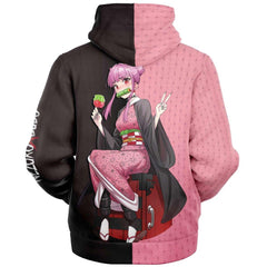 Budo Cosplaying As Nezuko Cute Aime Girl Sherpa Jacket Hoodie - kawaiiwaru