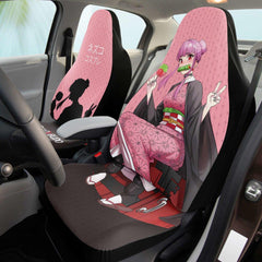 Budo cosplaying as Nezuko Cute Anime Girl Car Seat Cover (x2) - kawaiiwaru