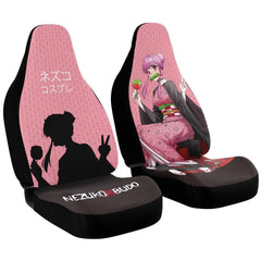 Budo cosplaying as Nezuko Cute Anime Girl Car Seat Cover (x2) - kawaiiwaru