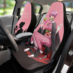 Budo cosplaying as Nezuko Cute Anime Girl Car Seat Cover (x2) - kawaiiwaru