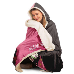 Budo cosplaying As Nezuko Cute Anime Girl Hooded Blanket - kawaiiwaru