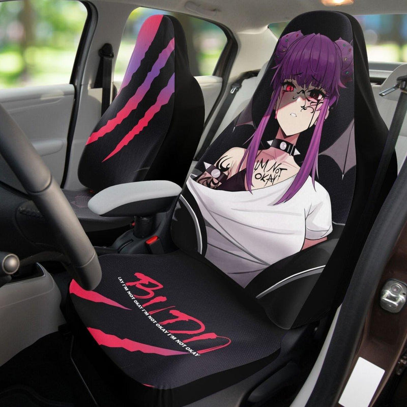 Budo V3 Sad Monster Anime Girl Car Seat Cover (x2) - kawaiiwaru