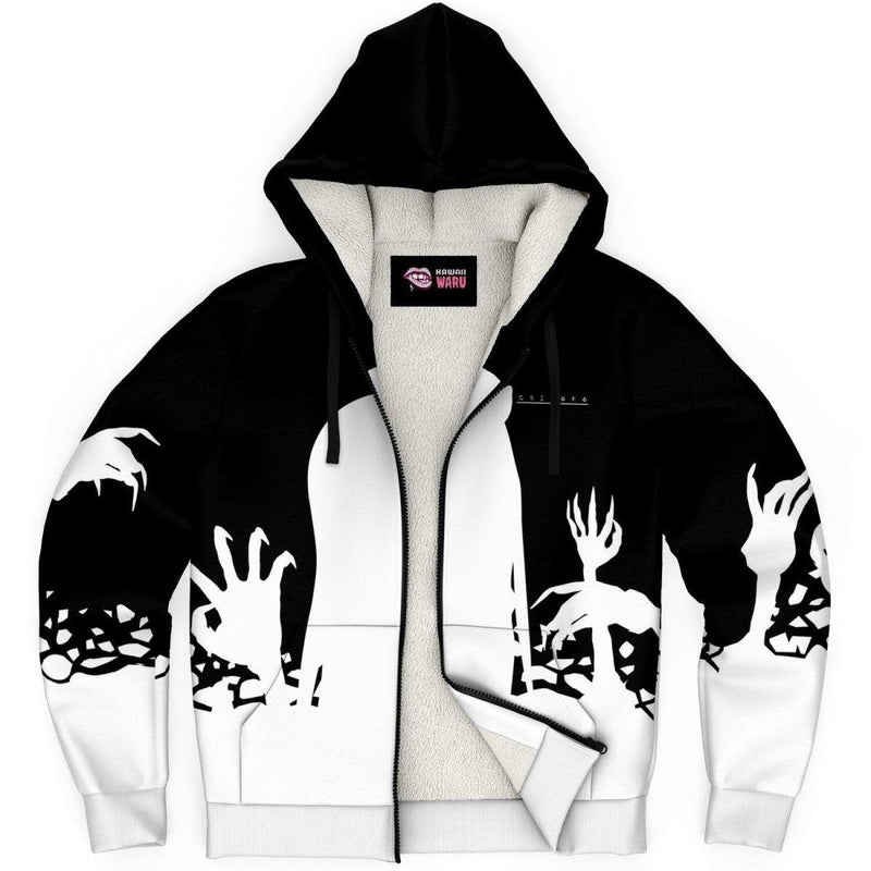 Chiroko Kawaii Creepy Cute Demon Anime Girl AOP Sherpa Jacket Hoodie - kawaiiwaru