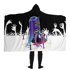 Chiroko White Kawaii Creepy Cute Demon Anime Girl Hooded Blanket - kawaiiwaru