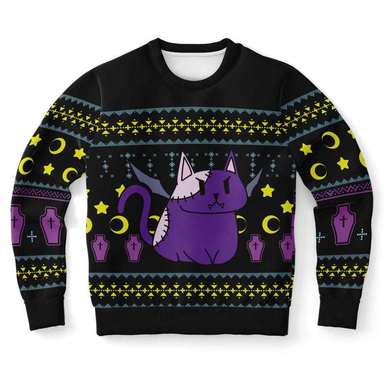 Curse Cat Christmas Unisex AOP Ugly Sweatshirt - kawaiiwaru