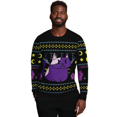 Curse Cat Christmas Unisex AOP Ugly Sweatshirt - kawaiiwaru