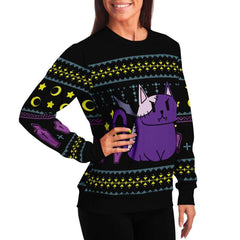 Curse Cat Christmas Unisex AOP Ugly Sweatshirt - kawaiiwaru