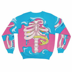 Full Body Kawaii Skeleton Halloween Sweatshirt - kawaiiwaru