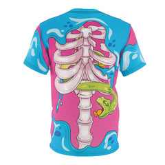 Full Body Kawaii Skeleton Halloween Unisex AOP Cut & Sew Tee - kawaiiwaru