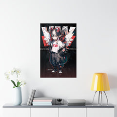 Kira - Demon Angel Elf Cyberpunk cute Anime Girl 24" x 36" Premium Matte vertical poster - kawaiiwaru