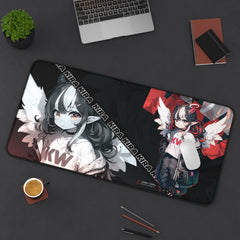 Kira - Demon angel elf cyberpunk cute anime girl 31"x15.5" XL Mouse Pad / Desk Mat - kawaiiwaru