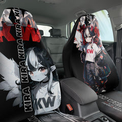 Kira - Demon angel elf cyberpunk cute anime girl Car Seat Cover (x2) - kawaiiwaru