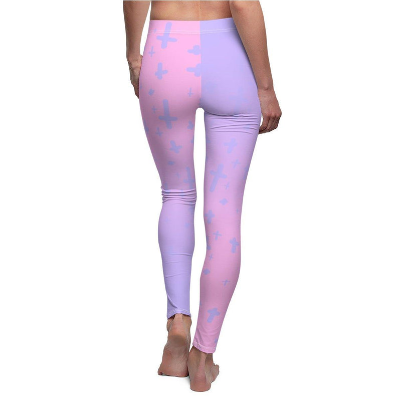 Light Pastel Goth Cross V1.2 Pattern Women's Cut & Sew Casual Leggings - kawaiiwaru