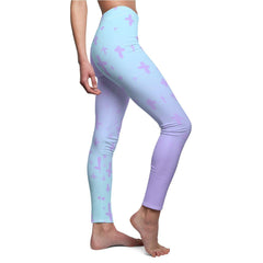 Light Pastel Goth Cross V2.2 Pattern Women's Cut & Sew Casual Leggings - kawaiiwaru