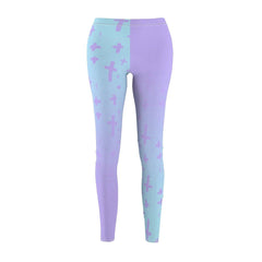 Light Pastel Goth Cross V2.2 Pattern Women's Cut & Sew Casual Leggings - kawaiiwaru