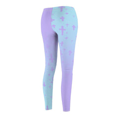 Light Pastel Goth Cross V2.2 Pattern Women's Cut & Sew Casual Leggings - kawaiiwaru