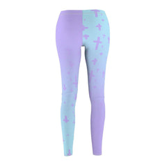 Light Pastel Goth Cross V2.2 Pattern Women's Cut & Sew Casual Leggings - kawaiiwaru