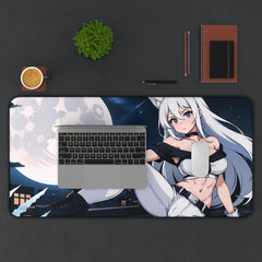 Luna - Wolf anime girl - werewolf 31"x15.5" XL Mouse Pad / Desk Mat - kawaiiwaru