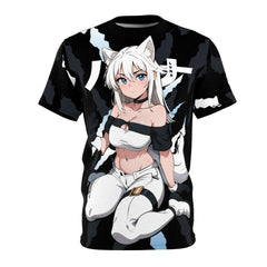 Luna - Wolf anime girl - werewolf Unisex AOP Cut & Sew T-shirt - kawaiiwaru