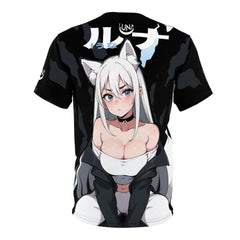 Luna - Wolf anime girl - werewolf Unisex AOP Cut & Sew T-shirt - kawaiiwaru