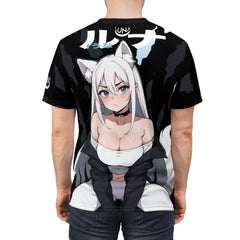 Luna - Wolf anime girl - werewolf Unisex AOP Cut & Sew T-shirt - kawaiiwaru