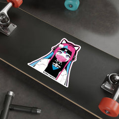 Meena - Creepy cute skeletal kawaii anime girl Peeker Die-Cut Sticker - kawaiiwaru