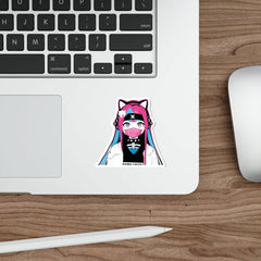 Meena - Creepy cute skeletal kawaii anime girl Peeker Die-Cut Sticker - kawaiiwaru