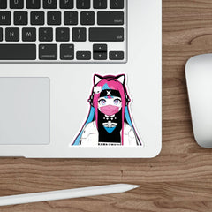 Meena - Creepy cute skeletal kawaii anime girl Peeker Die-Cut Sticker - kawaiiwaru