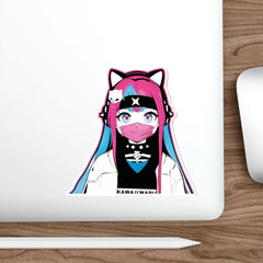 Meena - Creepy cute skeletal kawaii anime girl Peeker Die-Cut Sticker - kawaiiwaru