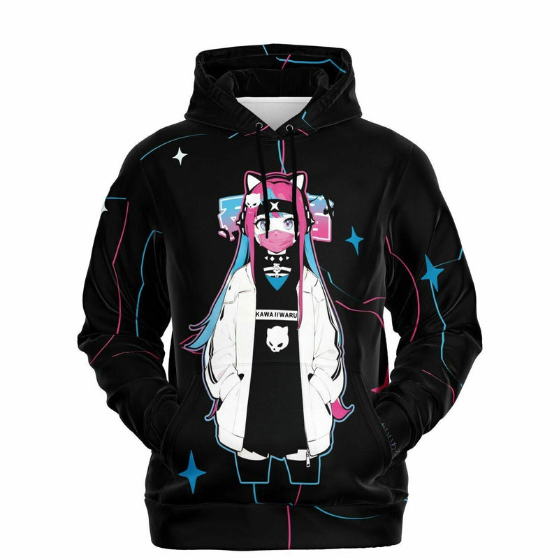 Meena - Creepy cute skeletal kawaii anime girl Unisex AOP Hoodie - kawaiiwaru