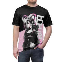 Oni-Hime B&W 1.2 Hentai Demon Kawaii Anime Girl Unisex AOP Cut & Sew T-shirt - kawaiiwaru