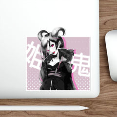 Oni-Hime B&W Hentai Demon Kawaii Anime Girl 3/4 Die-Cut Sticker - kawaiiwaru